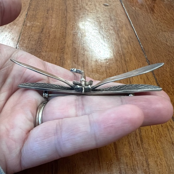 Vintage Sterling Silver Large 3D Dragon Fly Brooch - Picture 6 of 14